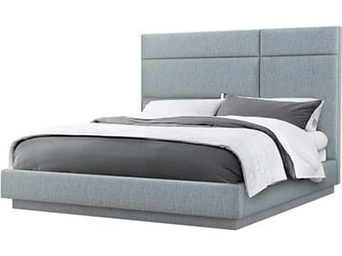 Interlude Home Quadrant Marsh Gray Upholstered King Platform Bed IL19950450
