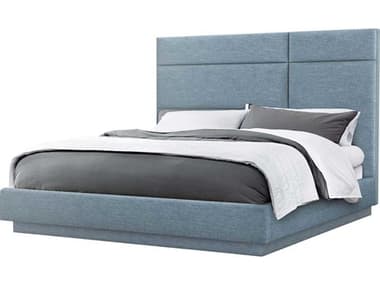 Interlude Home Quadrant Surf Blue Upholstered King Platform Bed IL19950452
