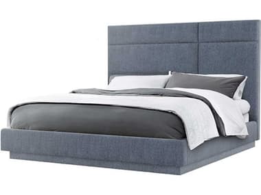 Interlude Home Quadrant Azure Blue Upholstered King Platform Bed IL19950458