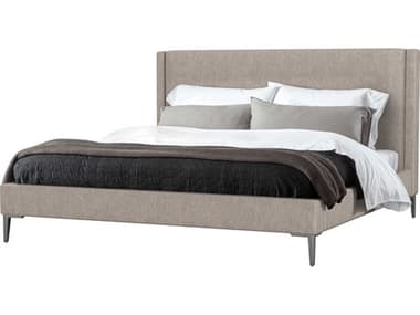 Interlude Home Izzy Bungalow Pewter Brown Upholstered California King Platform Bed IL1995052