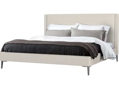 Interlude Home Izzy Drift Pewter Beige Upholstered California King Platform Bed IL19950551