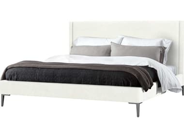 Interlude Home Izzy Shell Pewter White Upholstered California King Platform Bed IL19950553