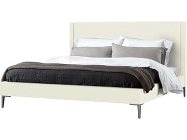 Interlude Home Izzy Dune Pewter White Upholstered California King Platform Bed IL19950557
