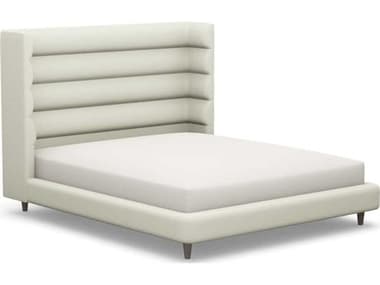 Interlude Home Ornette White Walnut Wood Upholstered California King Platform Bed IL19950615
