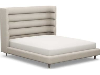 Interlude Home Ornette Beige Walnut Wood Upholstered California King Platform Bed IL19950617