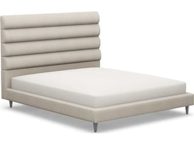 Interlude Home Channel Beige Walnut Wood Upholstered California King Platform Bed IL19950717