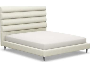 Interlude Home Channel Beige Walnut Wood Upholstered California King Platform Bed IL19950719