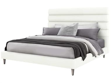 Interlude Home Channel Shell Light Grey White Solid Wood California King Platform Bed IL19950753