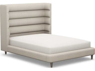 Interlude Home Ornette Beige Walnut Wood Upholstered Queen Platform Bed IL19951017