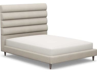 Interlude Home Channel Beige Walnut Wood Upholstered Queen Platform Bed IL19951117