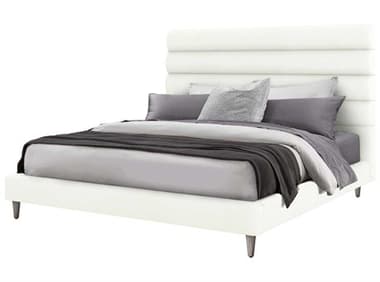 Interlude Home Channel Shell Light Grey White Solid Wood Queen Platform Bed IL19951153