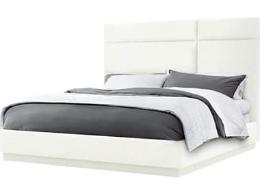 Interlude Home Quadrant Shell White Upholstered Queen Platform Bed IL19951253