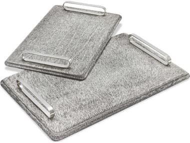 Interlude Home Audrina Natural Hide / Polished Nickel Serving Trays (Set of 2) IL285030