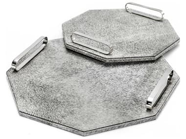 Interlude Home Audrina Natural Hide / Polished Nickel Serving Trays (Set of 2) IL285031