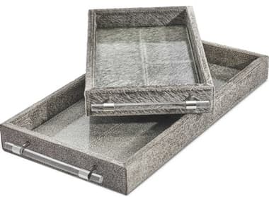 Interlude Home Cassian Hide / Metal Acrylic Serving Trays (Set of 2) IL285032