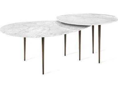 Interlude Home Alexia Oval Marble Carrara White Antique Bronze Coffee Table IL318064