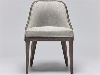 Interlude Home Siesta Mahogany Wood Gray Fabric Upholstered Side Dining Chair ILW149964100