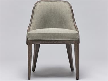 Interlude Home Siesta Mahogany Wood Gray Fabric Upholstered Side Dining Chair ILW149964106