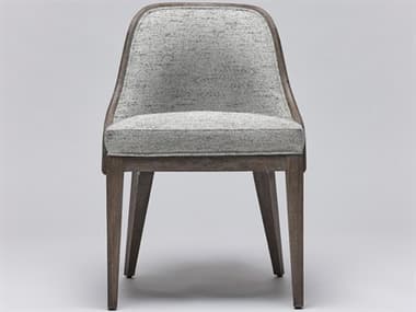 Interlude Home Siesta Mahogany Wood Gray Fabric Upholstered Side Dining Chair ILW149964107