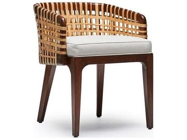 Interlude Home Palms Mahogany Wood Brown Upholstered Arm Dining Chair ILW149968