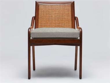 Interlude Home Delray Mahogany Wood Brown Fabric Upholstered Side Dining Chair ILW149978103