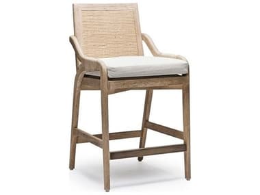 Interlude Home Delray Upholstered Mahogany Wood White Ceruse Off Dark Antique Brass Tint Counter Stool ILW149979