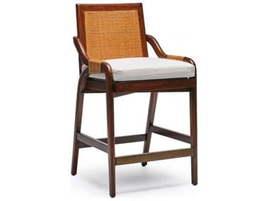 Interlude Home Delray Upholstered Mahogany Wood Chestnut Light Dark Antique Brass Tint Counter Stool ILW149980