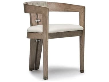 Interlude Home Maryl-III Rattan Gray Upholstered Arm Dining Chair ILW149982