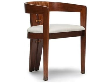 Interlude Home Maryl-III Rattan Brown Upholstered Arm Dining Chair ILW149983