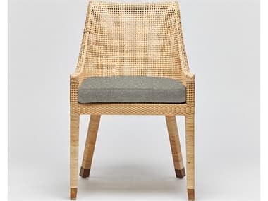 Interlude Home Boca Rattan Natural Fabric Upholstered Side Dining Chair ILW149988101