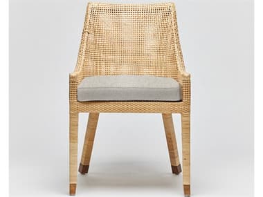 Interlude Home Boca Rattan Natural Fabric Upholstered Side Dining Chair ILW149988102