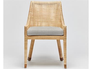 Interlude Home Boca Rattan Natural Fabric Upholstered Side Dining Chair ILW149988103