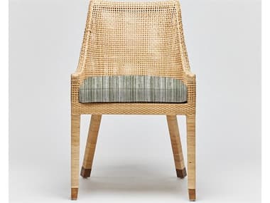 Interlude Home Boca Rattan Natural Fabric Upholstered Side Dining Chair ILW149988104