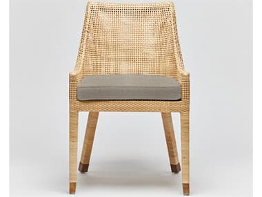 Interlude Home Boca Rattan Natural Fabric Upholstered Side Dining Chair ILW149988105