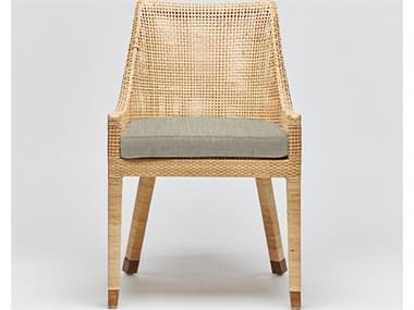 Interlude Home Boca Rattan Natural Fabric Upholstered Side Dining Chair ILW149988106