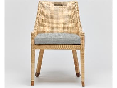 Interlude Home Boca Rattan Natural Fabric Upholstered Side Dining Chair ILW149988107