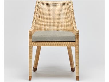 Interlude Home Boca Rattan Natural Fabric Upholstered Side Dining Chair ILW149988108
