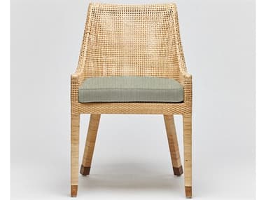 Interlude Home Boca Rattan Natural Fabric Upholstered Side Dining Chair ILW149988110