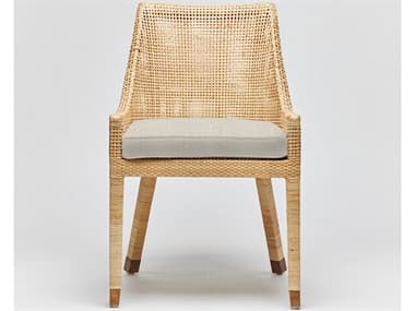 Interlude Home Boca Rattan Natural Fabric Upholstered Side Dining Chair ILW149988111
