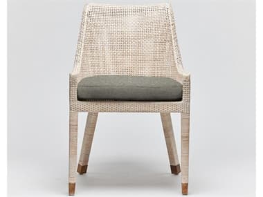 Interlude Home Boca Rattan White Fabric Upholstered Side Dining Chair ILW149989101