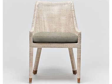 Interlude Home Boca Rattan White Fabric Upholstered Side Dining Chair ILW149989106