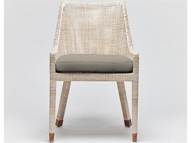 Interlude Home Boca Rattan White Fabric Upholstered Side Dining Chair ILW149989109