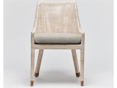 Interlude Home Boca Rattan White Fabric Upholstered Side Dining Chair ILW149989111