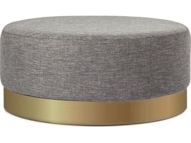 Interlude Home Asher Clear Nimbus Grey Brass Upholstered Accent Bench ILW179072