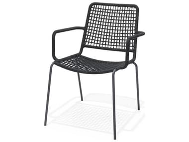 International Home Miami Amazonia Oberon Aluminum & Rope Chair with Grey Cushion Set of 4 IMSC4OBERONBKGR