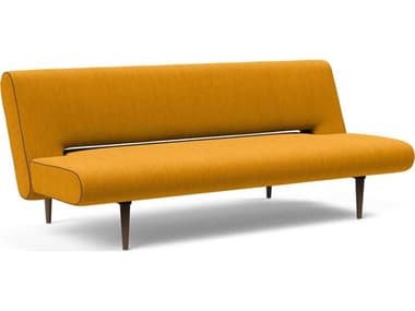 Innovation Unfurl 79" Elegance Burned Curry Dark Stained Wood Orange Fabric Upholstered Sofa Bed IV7720015071032