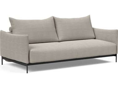 Innovation Malloy 89" Kenya Gravel Matt Black Steel Gray Fabric Upholstered Sofa Bed IV955431250205792