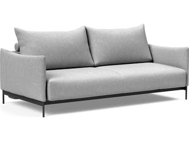Innovation Malloy 89" Micro Check Grey Matt Black Steel Fabric Upholstered Sofa Bed IV955431250205902