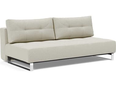 Innovation Supermax Del 79" Mixed Dance Natural Chrome White Fabric Upholstered Sofa Bed IV9574826052702
