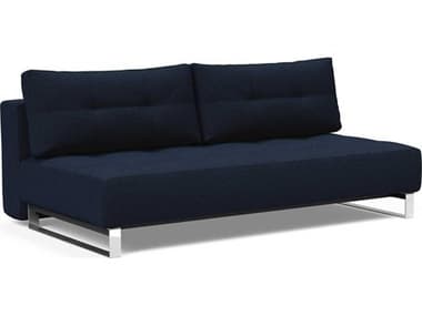 Innovation Supermax Del 79&quot; Mixed Dance Blue Chrome Fabric Upholstered Sofa Bed IV9574826052802